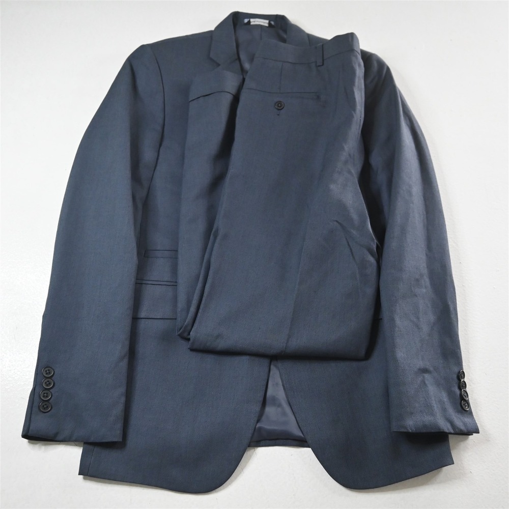 Beverly Hills Polo Club 36R 32x30 Blue Sharkskin Mens Jacket Pants Suit‎